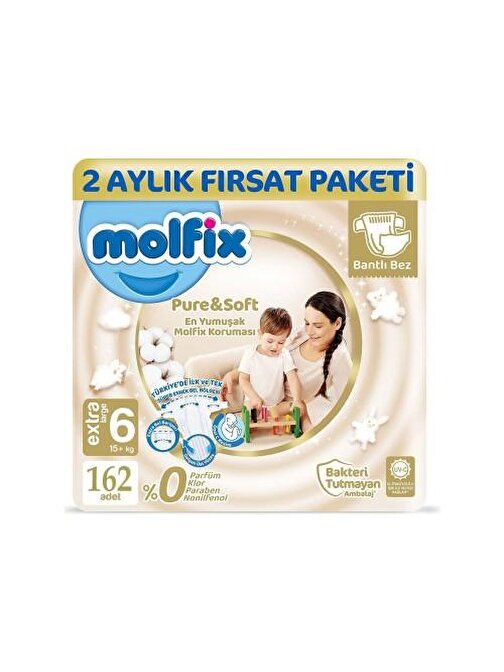 Molfix Pure & Soft 6 Numara Bebek Bezi 162 Adet