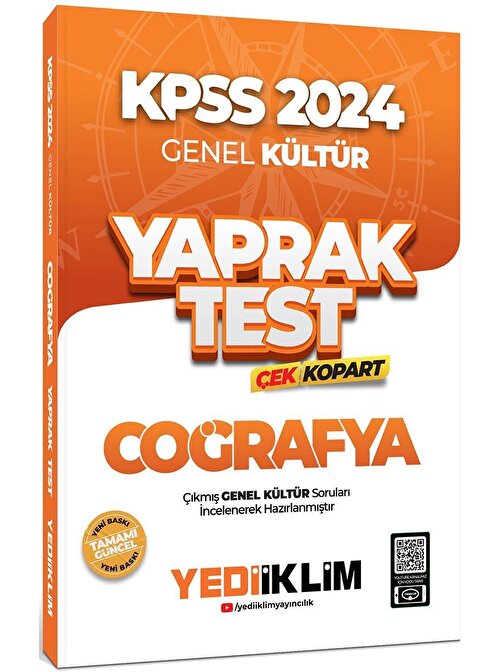 Yediiklim Yayınları Yediiklim Yayınları 2024 KPSS Genel Kültür Coğrafya Çek Kopart Yaprak Test