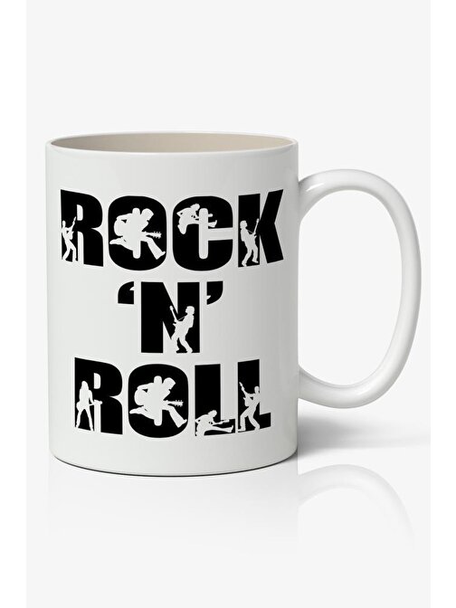 Nostaljik Lezzetler Rock 'N' Roll Baskılı Kahve Kupa Bardak