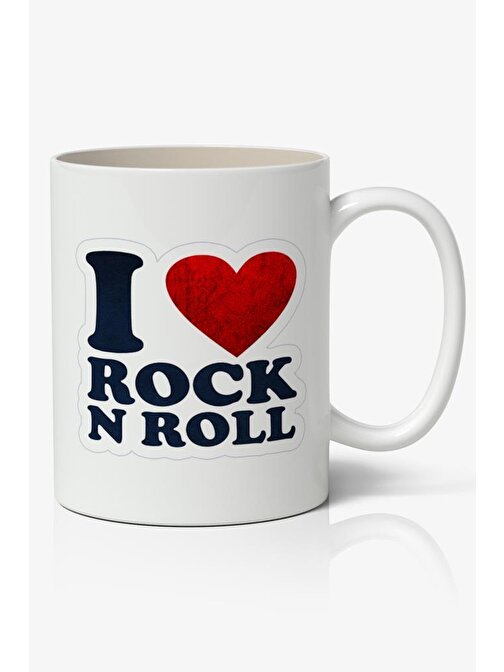 Nostaljik Lezzetler I Love Rock 'N' Roll Baskılı Kahve Kupa Bardak