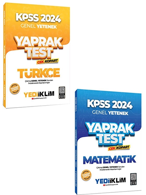 Yediiklim Yayınları Yediiklim Yayınları 2024 KPSS Genel Yetenek Türkçe ve Matematik Yaprak Test 2 li Set