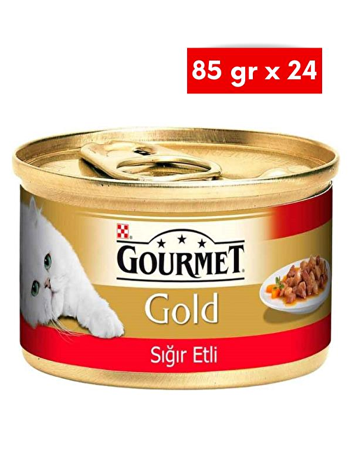 Gourmet Gold Parça Etli Soslu Sığır Etli Konserve 85 gr X 24 Adet