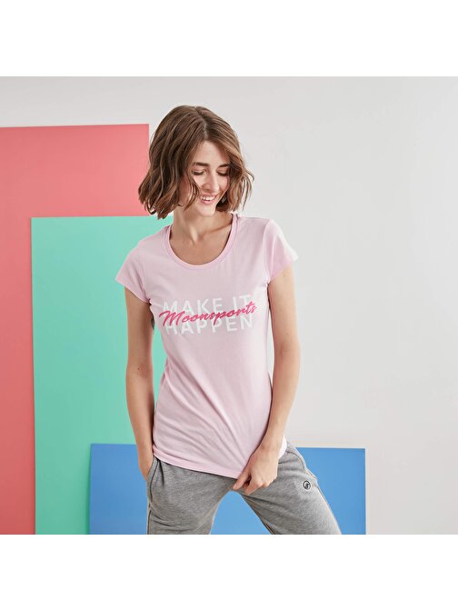 MoonSports Barbara Kadın Make İt Baskılı  Tshirt T-shirt