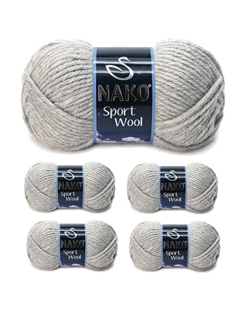 Lilibeaty Sport Wool Atkı Bere Ceket Yelek Yün Örgü İpi No:195 Açık Gri Melanj 5 Adet