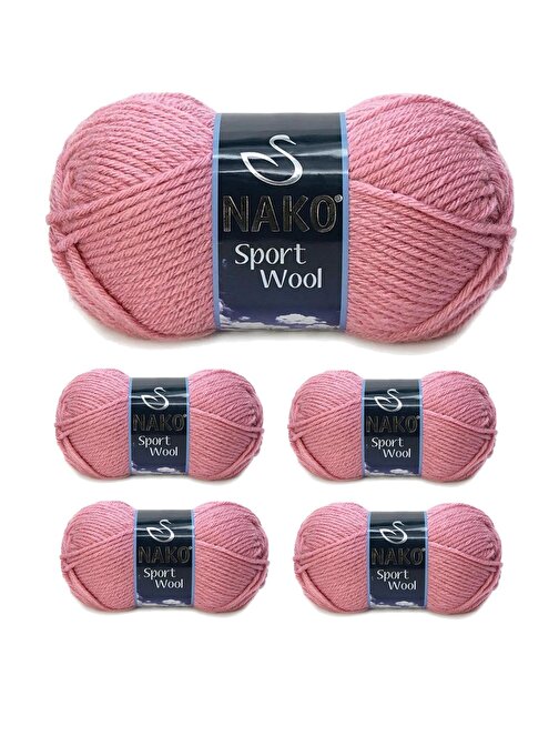 Lilibeaty Sport Wool Atkı Bere Ceket Yelek Yün Örgü İpi No:2276 Gül 5 Adet