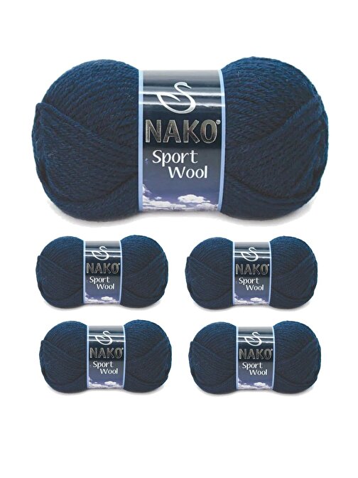 Lilibeaty Sport Wool Atkı Bere Ceket Yelek Yün Örgü İpi No:3088 Lacivert 5 Adet