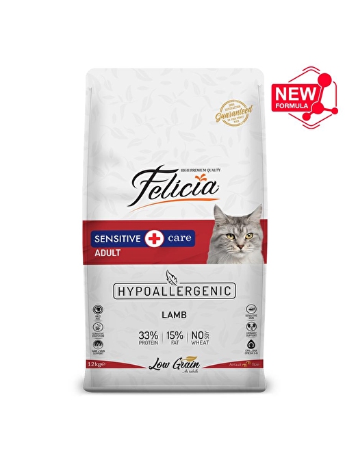 Felicia Düşük Tahıllı Kuzulu Yetişkin Kedi Maması 12 Kg