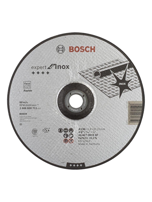 Bosch - 230*1,9Mm Expert Serisi Bombeli Inox (Paslanmaz Çelik) Kesme Diski (Taş) - Rapido