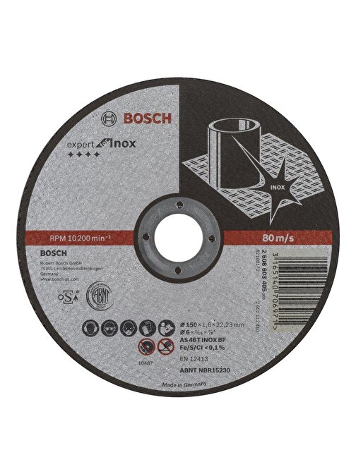 Bosch - 150*1,6 Mm Expert Serisi Düz Inox (Paslanmaz Çelik) Kesme Diski (Taş)