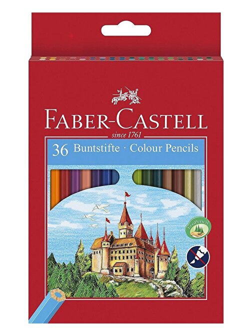 Faber Castell Karton Kutulu Kuru Boya Kalemi Tam Boy 36'lı Çok Renkli