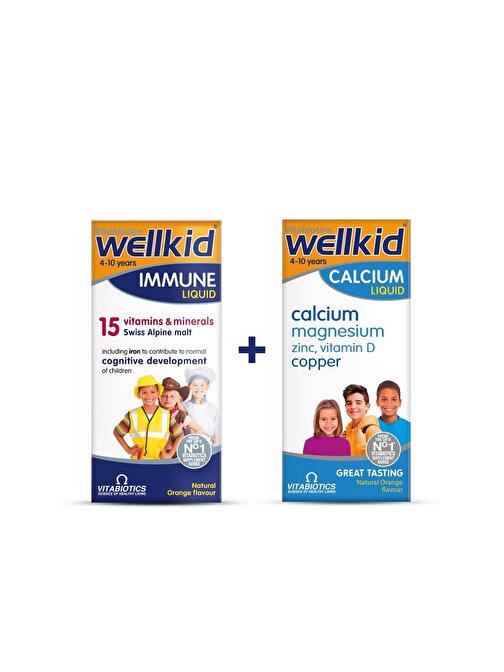 Wellkid Immune Liquid + Wellkid Calcium Liquid - Sağlıklı Çocuk Paketi