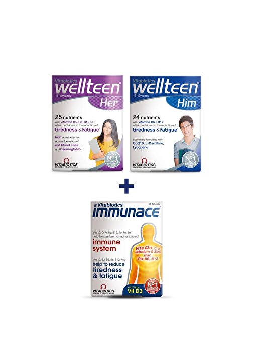 Wellteen Him + Wellteen Her + Immunace - Sağlıklı Gençlik Paketi