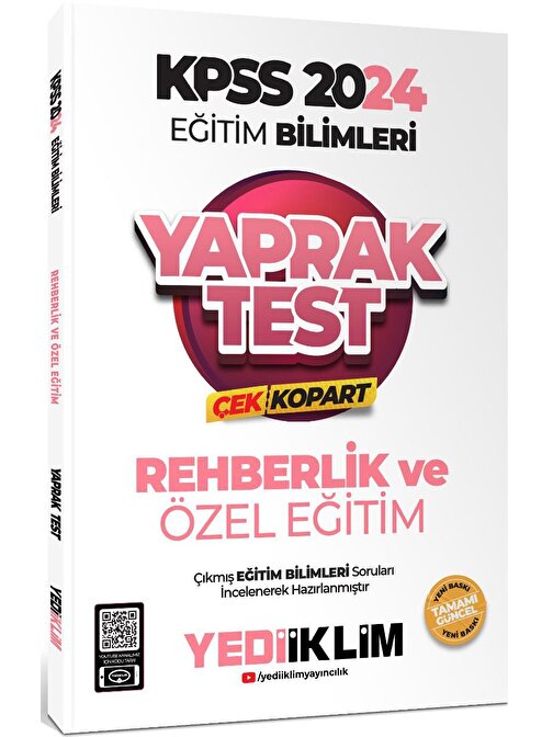 Yediiklim Yayınları Yediiklim Yayınları 2024 KPSS Eğitim Bilimleri Rehberlik ve Özel Eğitim Çek Kopart Yaprak Test