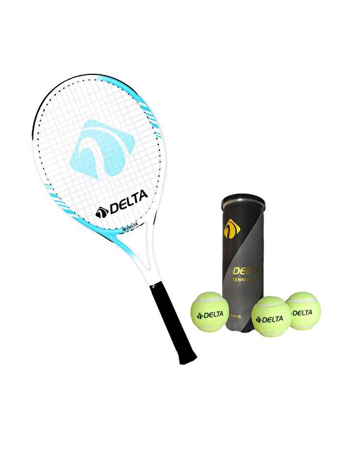 Delta Unique 26 inç Tek Parça Tenis Raketi + Çantası + Vakumlu Tüpte 3 Adet Tenis Maç Topu Seti