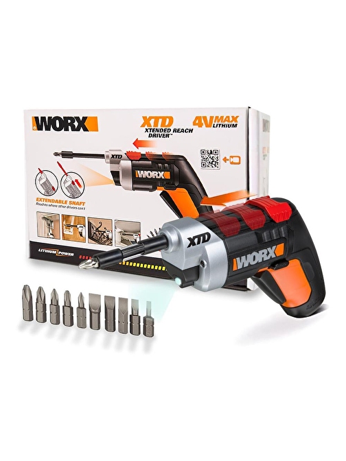 WORX WX252 4Volt/1.5Ah. Li-ion Şarjlı Tornavida + 10 adet Bits Uç