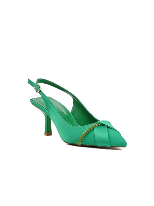 Ayakmod K629 Yeşil Saten Kadın Abiye Ayakkabı