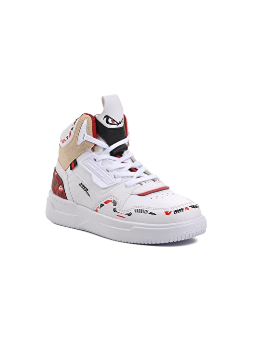 No Fear Nfr-1000 Beyaz-Kırmızı Unisex Hi Sneaker