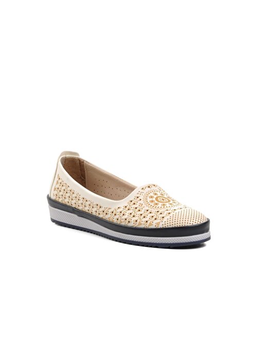 Ayakmod 167 Beyaz-Lacivert Hakiki Deri Kadın Günlük Ayakkabı