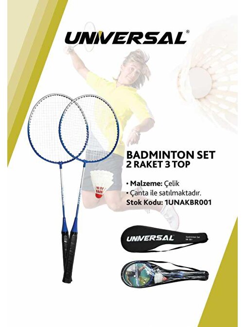 Unıversal 3 Top 2 Raket Badminton Seti