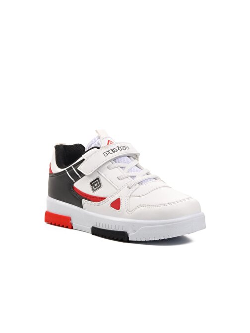 Pepino 1564-F Beyaz-Siyah-Kırmızı Cırtlı Çocuk Sneaker