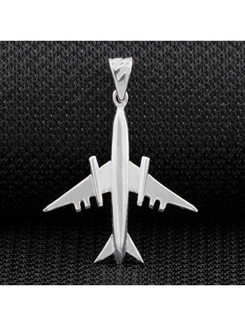 Uçak Tasarımlı Parlak 925 Ayar Gümüş Kolye Ucu