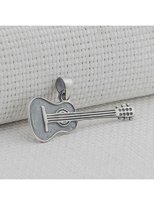 Gitar Tasarımlı 925 Ayar Gümüş Kolye Ucu