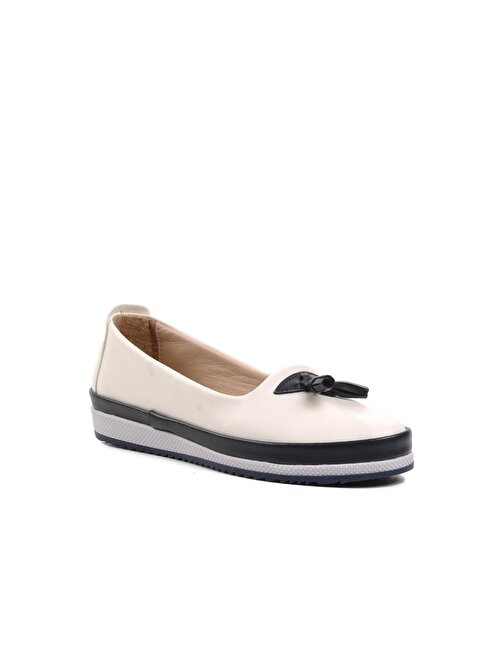 Ayakmod 165 Beyaz-Lacivert Hakiki Deri Kadın Günlük Ayakkabı