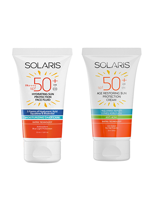 Solaris Tüm Cilt Tipleri İçin Güneş Kremi Spf 50+ (50 ml) Ve Yaşlanma Karşıtı Güneş Kremi Spf 50+ (50 ml)