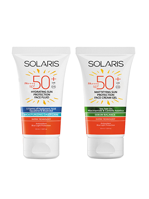 Solaris Tüm Cilt Tipleri İçin Güneş Kremi Spf50+ 50 ml + Yağlı Cilt Tipleri İçin Güneş Kremi Spf50+ 50 ml