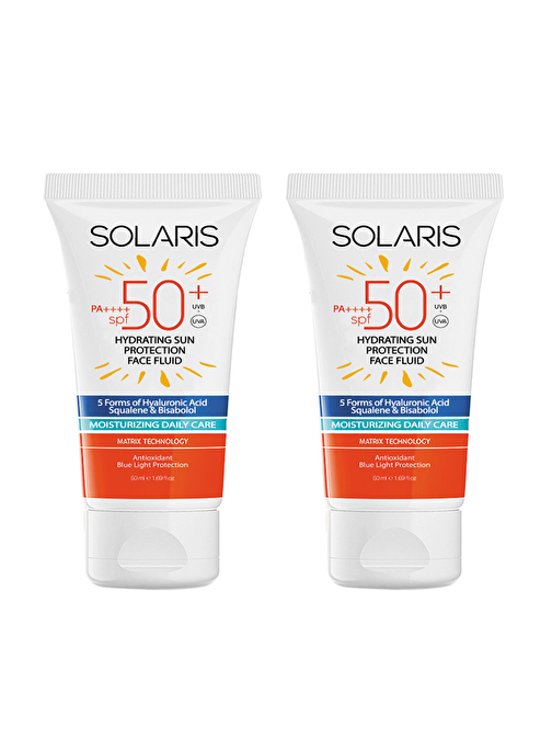 Solaris Tüm Cilt Tipleri İçin Nemlendirici Akışkan Güneş Kremi Spf50+ 50 ml X 2 Adet