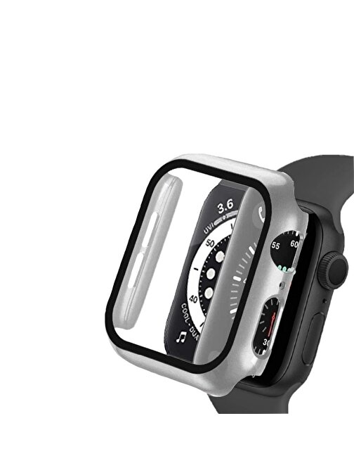 E2M Binano Apple Watch 40 mm Sense Kasa Ve Ekran Koruyucu Gümüş