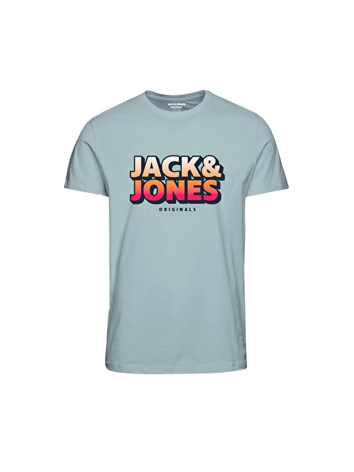 Jack&Jones Sıfır Yaka Büyük Beden Mint Erkek T-Shirt 12240559