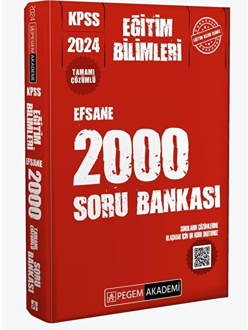 Pegem Yayınları 2024 KPSS Eğitim Bilimleri Çözümlü Efsane 2000 Soru Bankası Pegem Yayınları