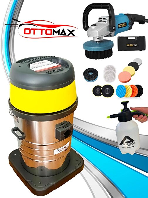 Ottomax Profesyonel 3 Motorlu 4200 Watt Islak Kuru Süpürge Polisaj Koltuk Yıkama Seti