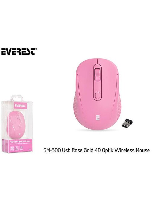 Everest SM-300 Sessiz Kablosuz 4D Rose Gold Optik Mouse
