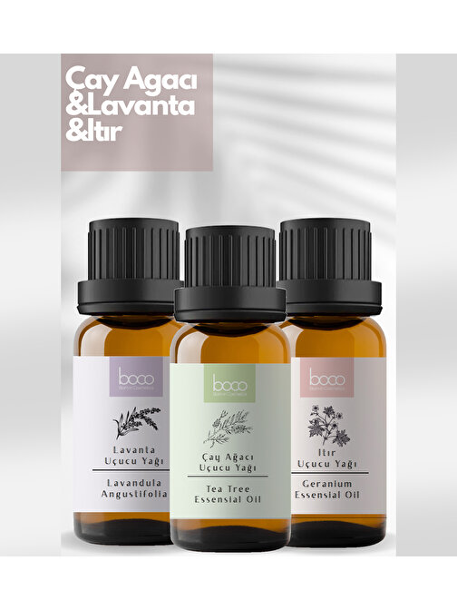 Avantajlı Itır & Lavanta & Çay Ağacı Saf Aromaterapi Uçucu Yağı 3 lü Set (30 ml)