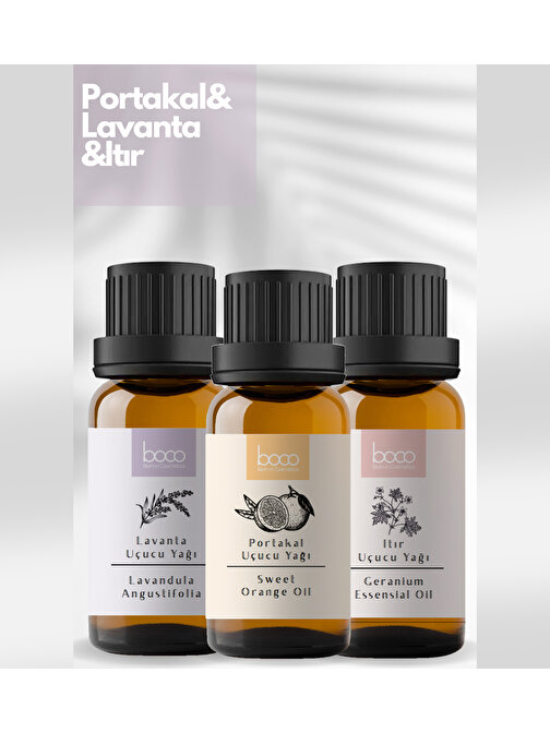 Boco Nature Itır & Lavanta & Portakal Saf Aromaterapi Uçucu Yağı Avantajlı 3lü Set (30ml)