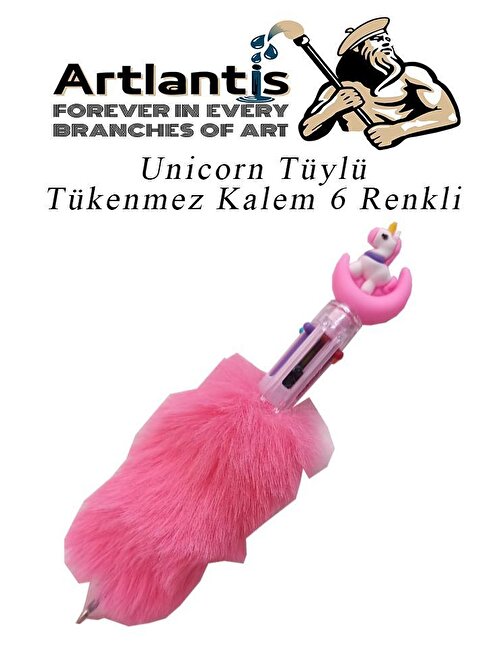 Artlantis Unicorn Tüylü Peluş Tükenmez Kalem 1 Pembe