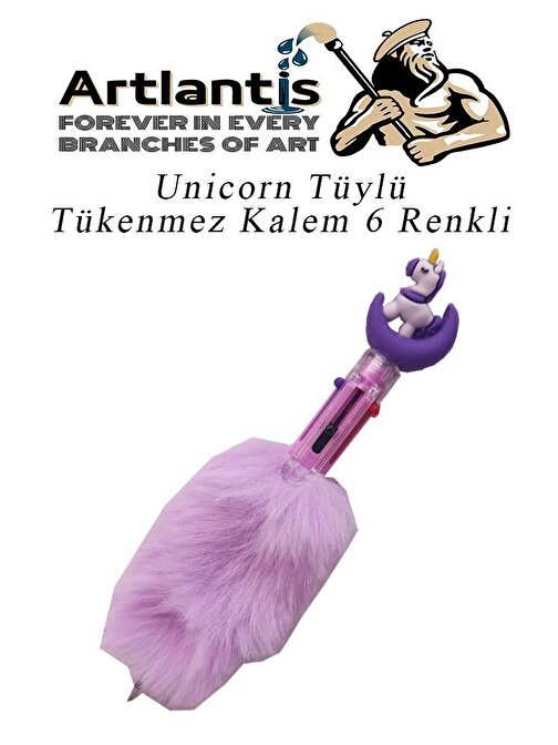 Artlantis Unicorn Tüylü Peluş Tükenmez Kalem 1 Mor