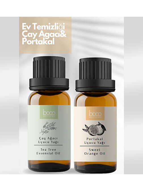 Portakal ve Çay Ağacı Saf Aromaterapi Uçucu Yağı- Avantajlı 2 li Set (10 ml+10 ml)
