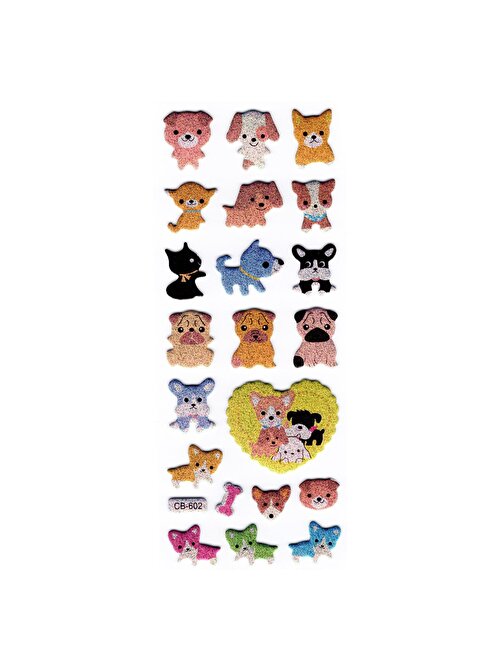Sticker Kabartmalı Stiker Defter, Planlayıcı Sevimli Köpekler (cb602) 16x7 cm