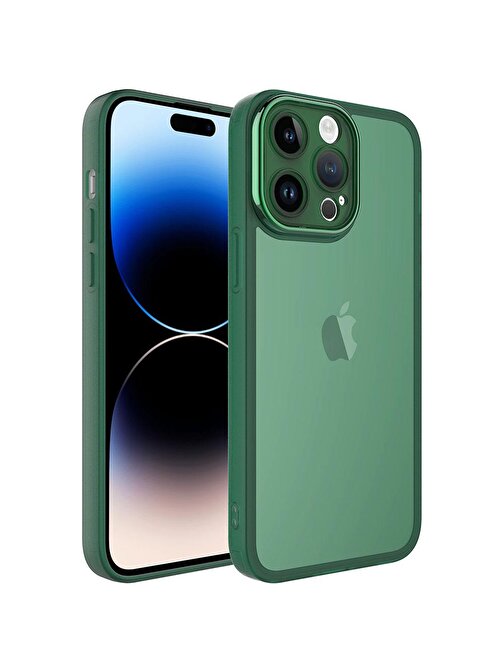 SMCASE Apple iPhone 14 Pro Max Kılıf Renkli Nikelaj Tuşlu Post Transparan Silikon