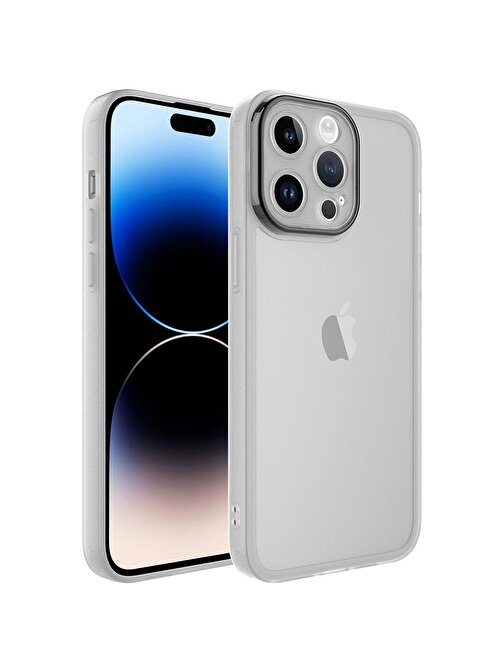 SMCASE Apple iPhone 14 Pro Kılıf Renkli Nikelaj Tuşlu Post Transparan Silikon