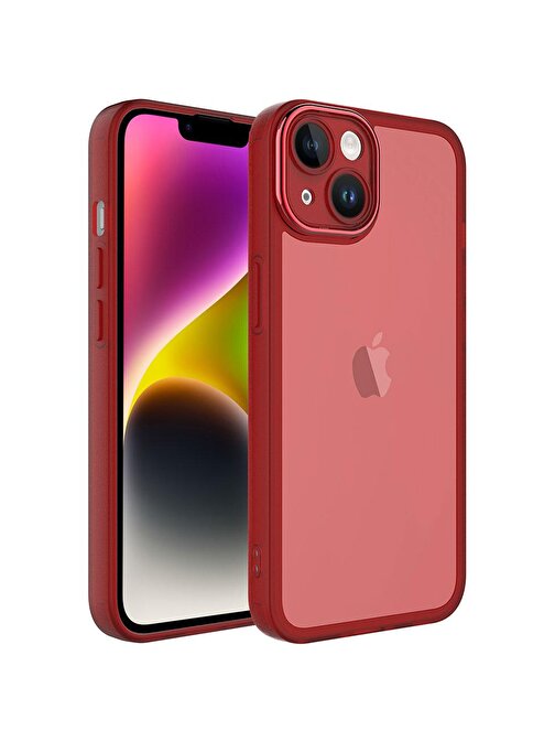 SMCASE Apple iPhone 14 Kılıf Renkli Nikelaj Tuşlu Post Transparan Silikon