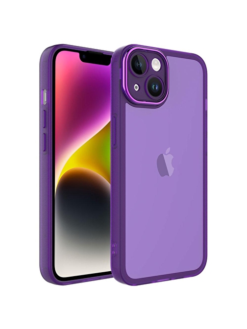 SMCASE Apple iPhone 13 Kılıf Renkli Nikelaj Tuşlu Post Transparan Silikon