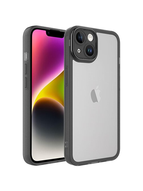 SMCASE Apple iPhone 14 Plus Kılıf Renkli Nikelaj Tuşlu Post Transparan Silikon