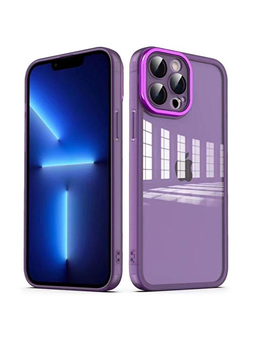 SMCASE Apple iPhone 12 Pro Kılıf Renkli Nikelaj Tuşlu Post Transparan Silikon