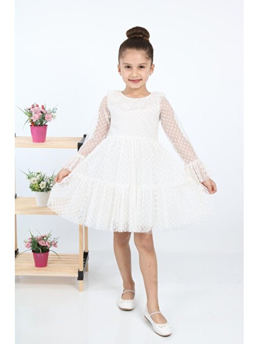 LupiaKids Shine Beyaz Kız Çocuk Elbise LP-23SUM-001