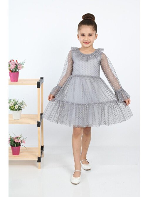 LupiaKids Shine Gri Kız Çocuk Elbise LP-23SUM-003