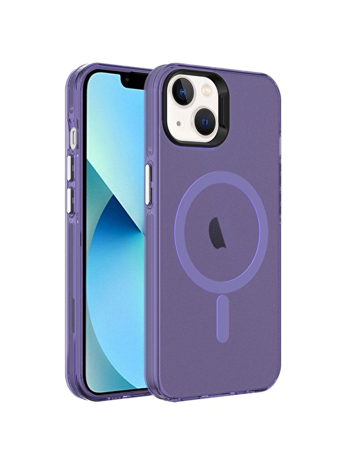 SMCASE Apple iPhone 13 Kılıf Flex Tuşlu Magsafeli C-Pro Arkası Buzlu Transparan